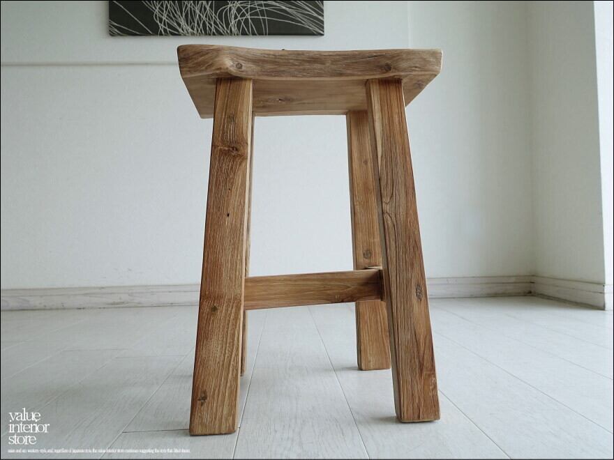 オールドチーク無垢材 スツールSqu/N04 椅子 イス 古材スツール