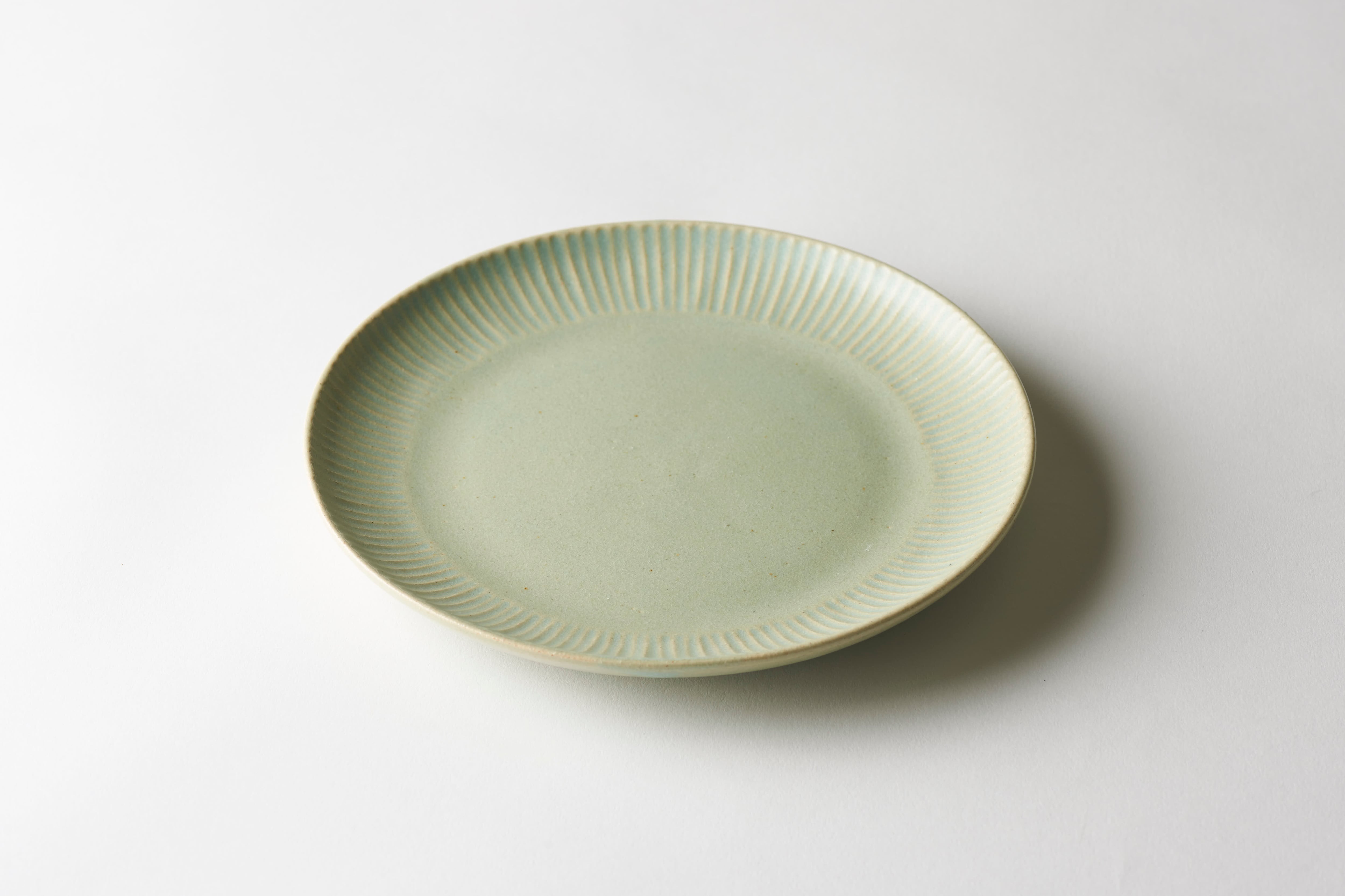 しのぎ7寸皿（グリーン） | 会津本郷焼 Online Shop