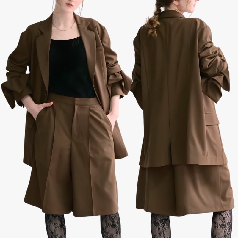 【 HERENCIA 】Tailored Jacket & Scrunchie Set