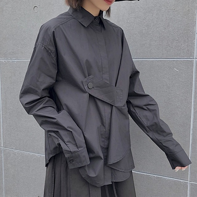 Asymmetric design shirt【2color】 C0210