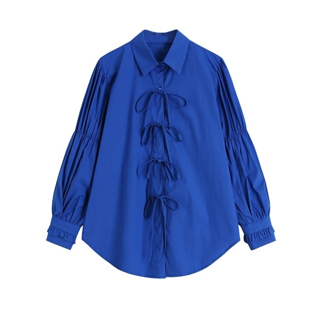 襟付き長袖シャツ　リボン　20985