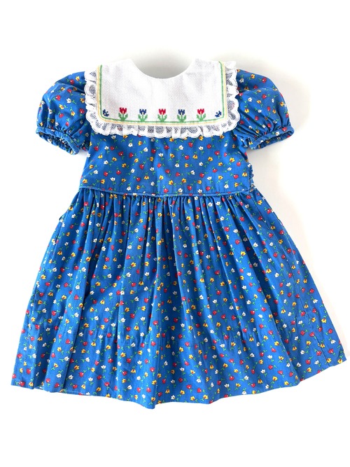 【2T相当・vintage】チューリップ柄dress