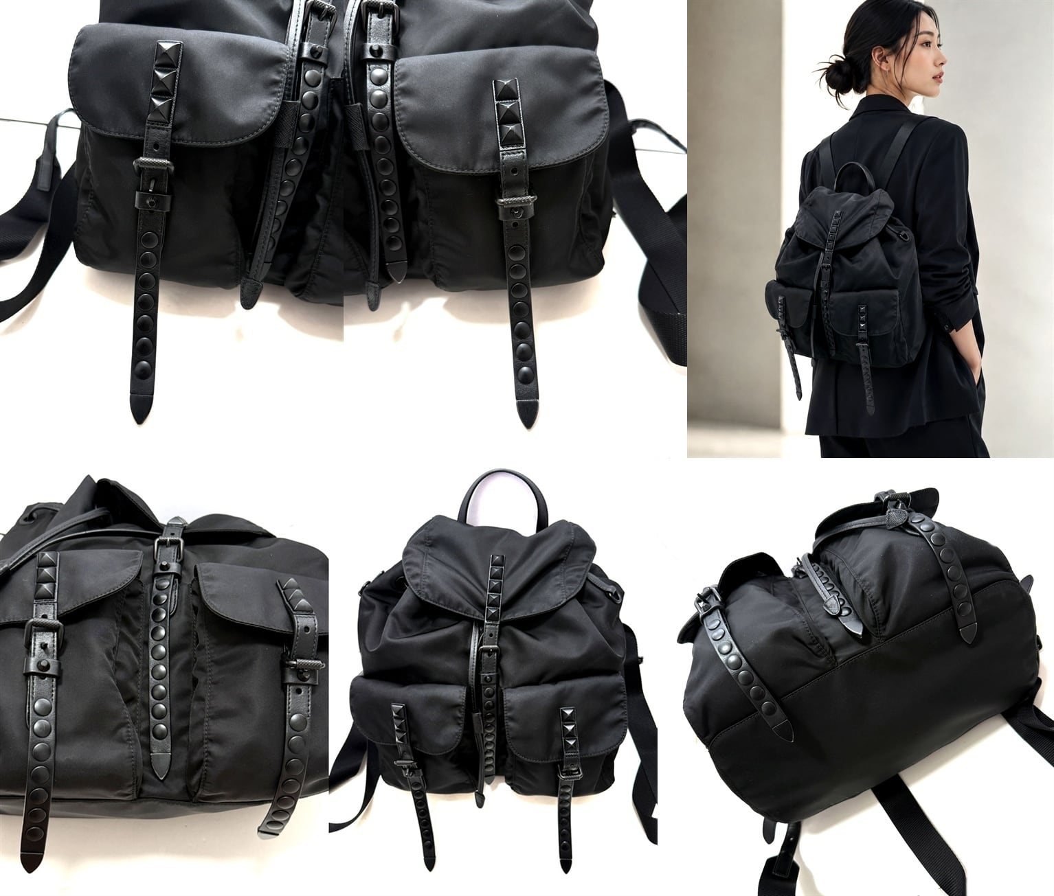 PRADA プラダ 1BZ811 ピラミッド スタッズ サフィアーノレザー バック