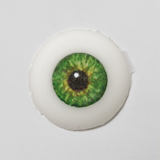 Silicone eye - 15mm Forest Green on Natural Color Sclera