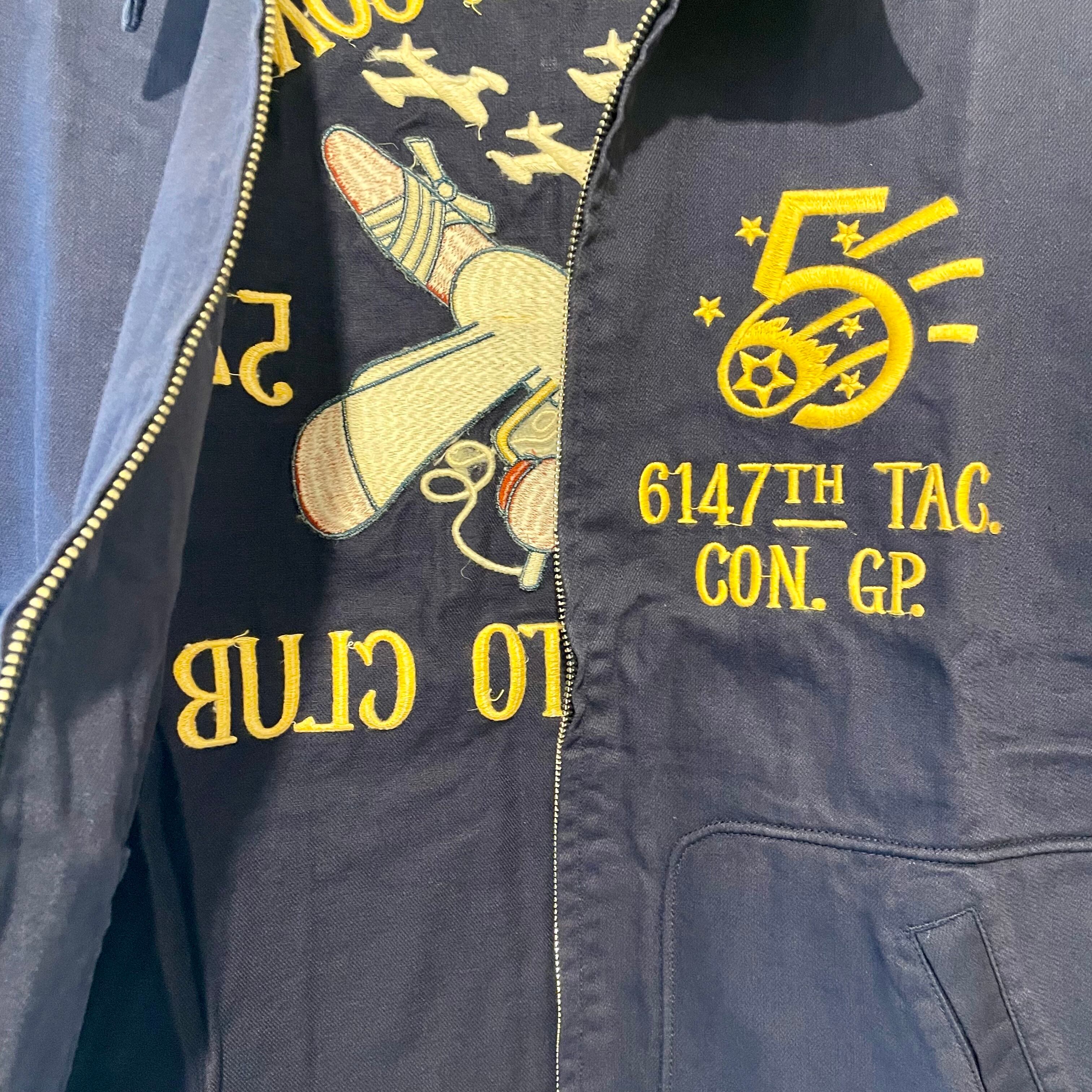 1960s 朝鮮戦争 復刻 スーベニアジャケット モスキート部隊 濃紺 XXL 6147th モスキート部隊 U.S. AF スーベニアジャケット 6147th Tactical