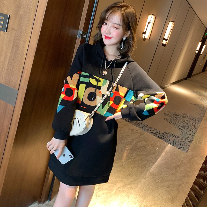 スリーブフードギャザーブラックセーター ドレス オータム 秋物 MIUCO32497923894