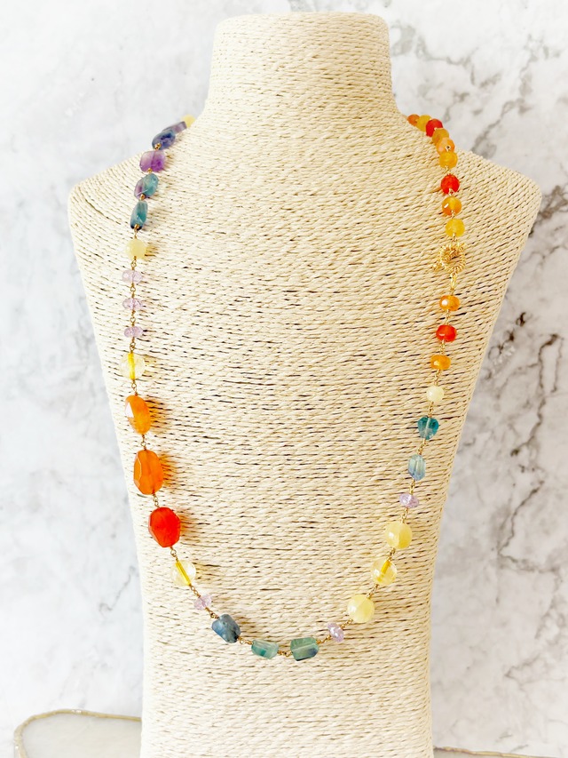 《ビビッドに映える夏のジュエリー》マルチカラーロングネックレス＆ピアスセット