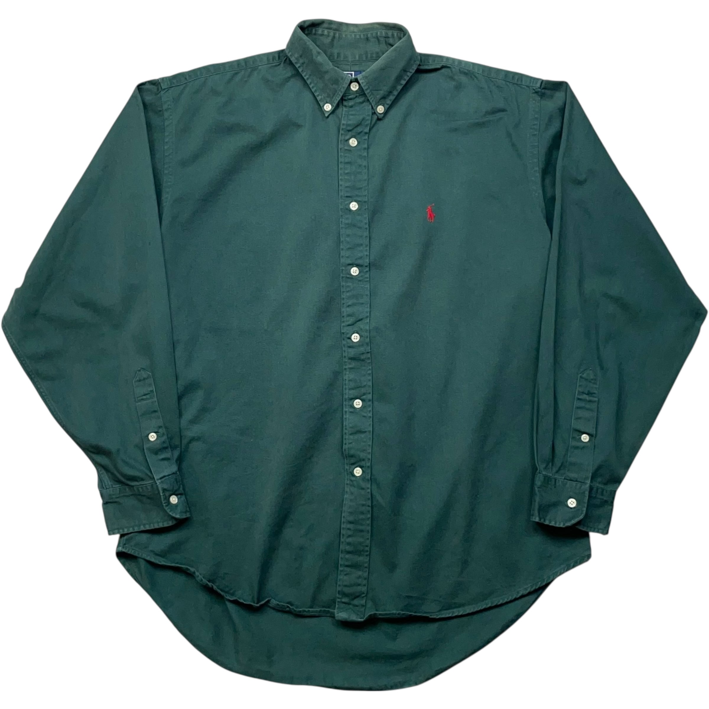 《M》 Polo by Ralph Lauren ポロバイラルフローレン 長袖シャツ ポニー ワンポイント グリーン no.8821