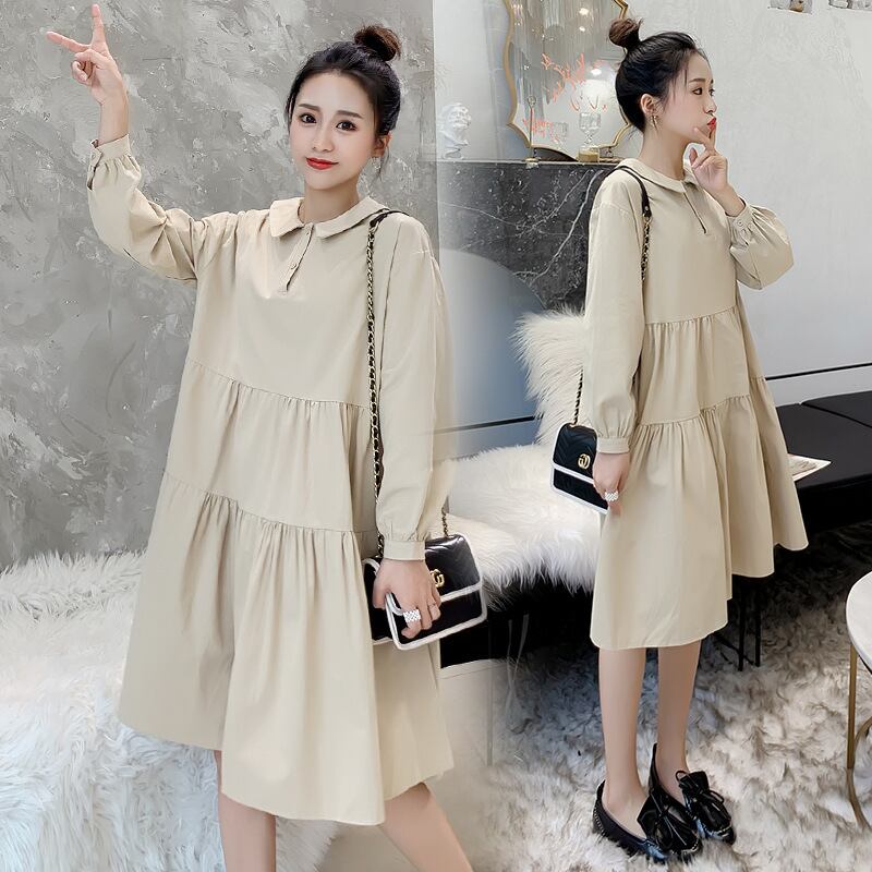 【新作】【送料無料】 マタニティウェア2020秋と冬の新しいファッションスプライシングドールカラートレンディなママドレス、年齢を減らすミドル丈のマタニティドレス-アリババ オータム 秋物 ウィンター 冬物 expec294265486858