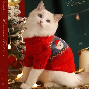 ペット服 犬 猫用 ニット セーター クリスマス 2色 XS-XL 秋冬 ドッグウェア キャットウェア 温かい 小型 中型犬 24zm1104