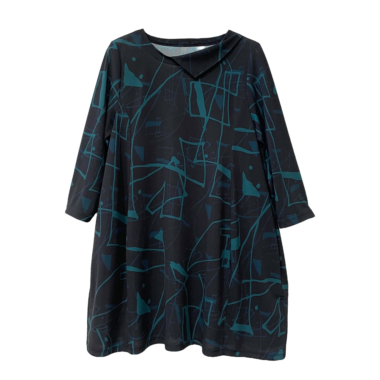 【新作】ペインティングプリント 強撚スムースチュニック【254-3208】