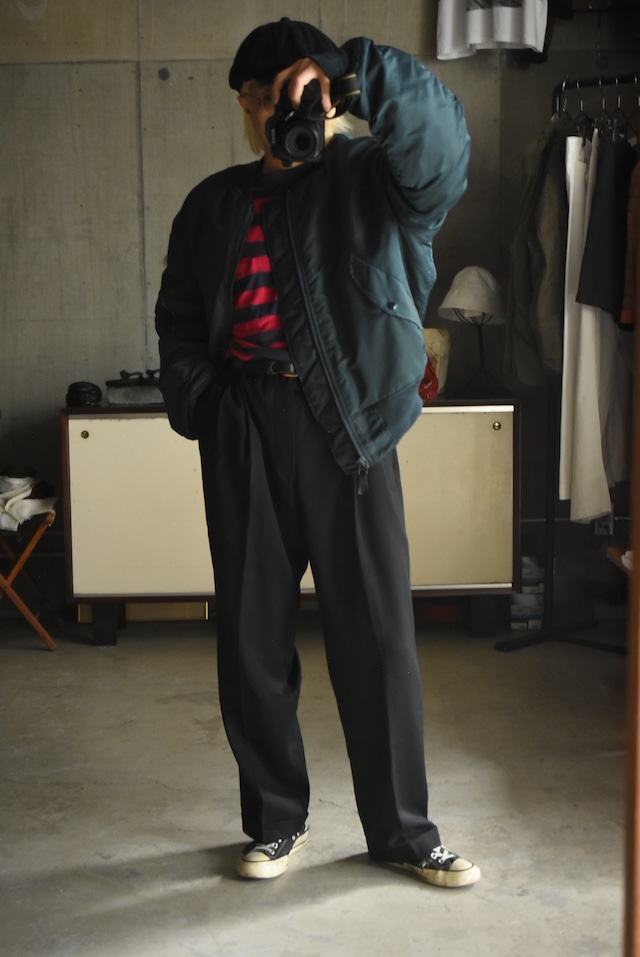 OK/00's “BROOKS BROTHERS" wool serge wide slacks.