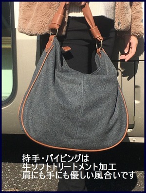 コピー：ショルダーバック　ハンドバック　持ち手は肌触りが優しいCowレザーのトリートメント加工　MADE IN JAPAN　　Gray