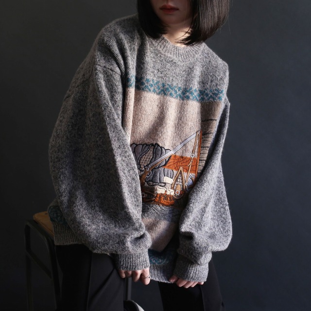 front patch work design loose knit