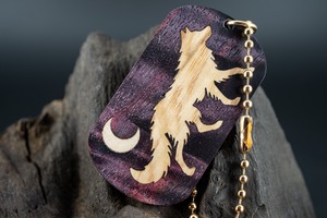 ※【南国の恵み】マンゴーウッド 縮み杢 スタビライズウッド ドッグタグ 木象嵌 闊歩