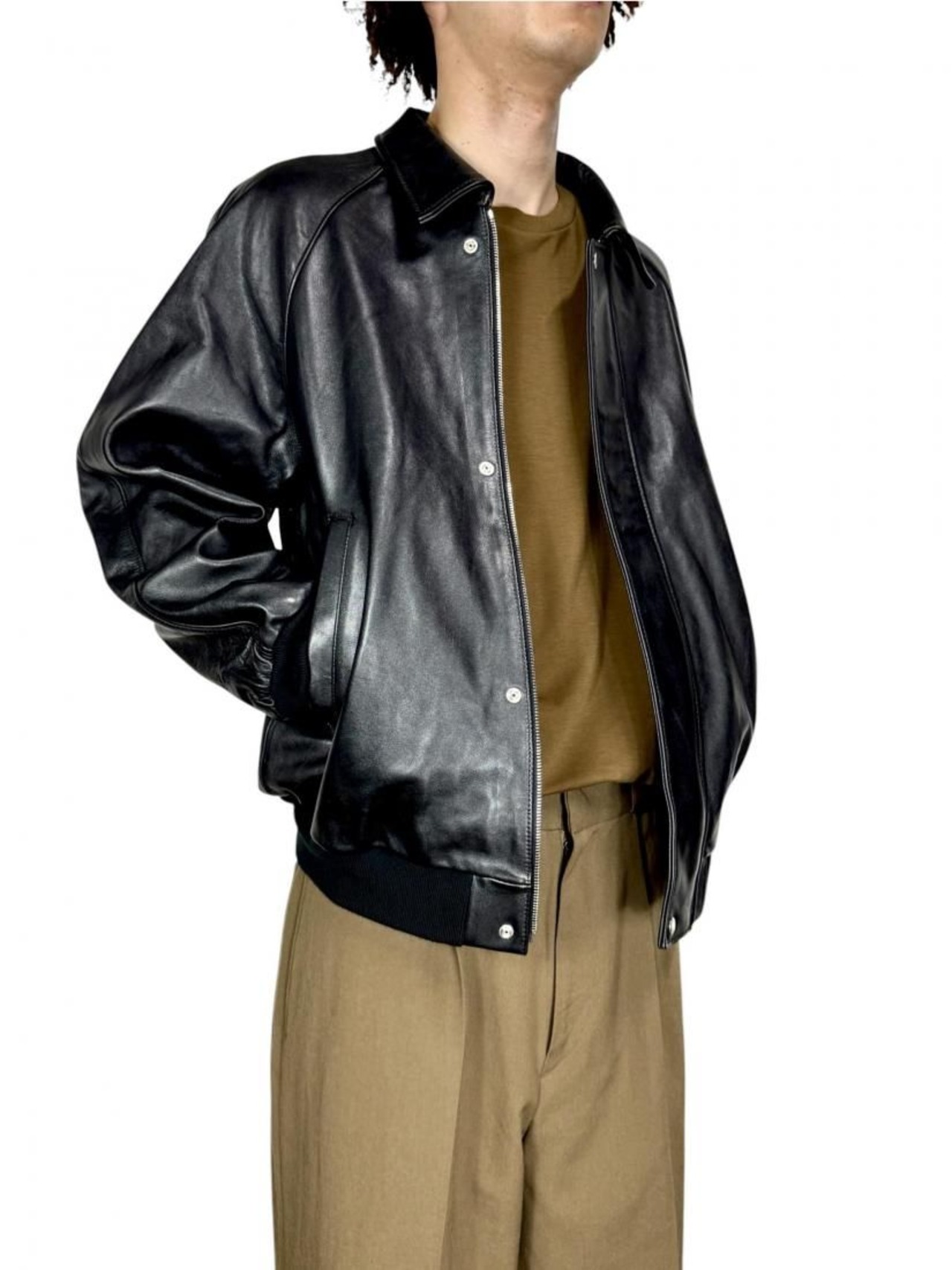 【Graphpaper】Cow Leather Raglan Blouson
