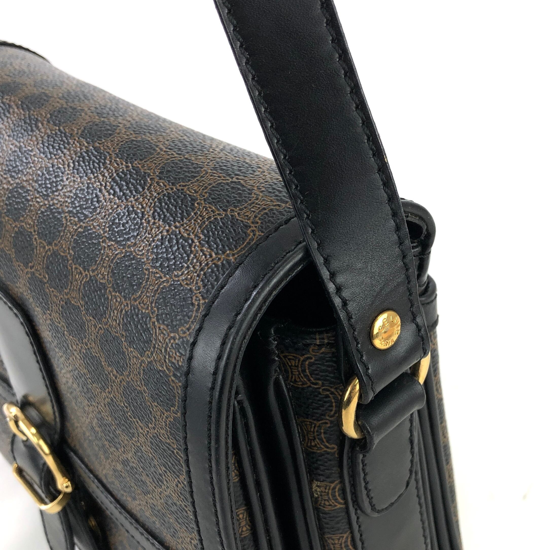 CELINE セリーヌ マカダム フロントベルト PVC×レザー ショルダー