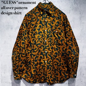 "GUESS"ornament all over pattern design shirt