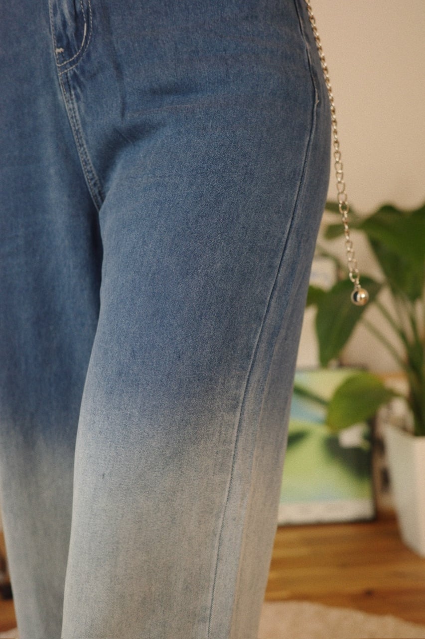 グラデーションブルー チェック柄 デニムパンツ osrs オリシス グラデーションデニムパンツ/ブルー | osrsofficial