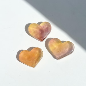 レインボーフローライト ハート 3個set 15◇ Rainbow Fluorite ◇ 天然石・鉱物・パワーストーン・インテリア