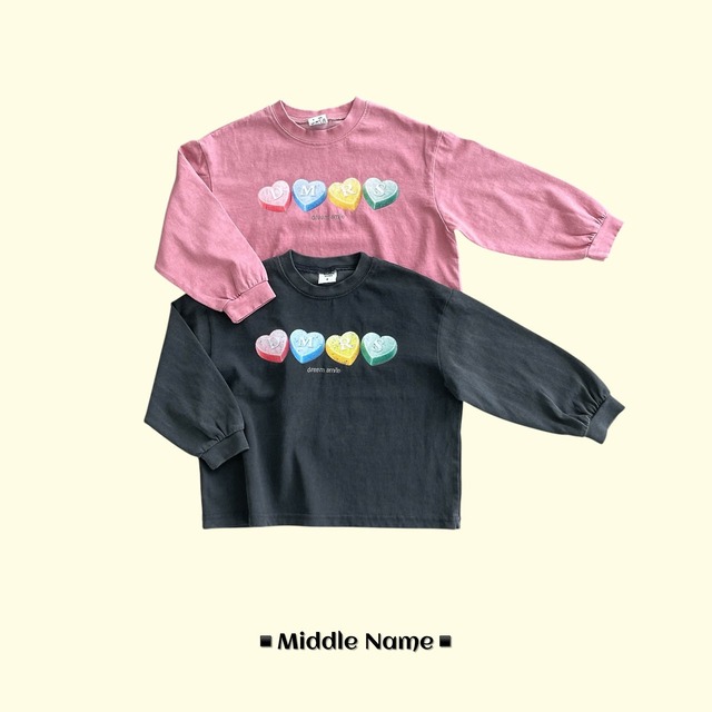 【取寄】middle name|pigment heart long tee|ピグメントハートロングTシャツ|S-3XL|kids&jr|26 autumn
