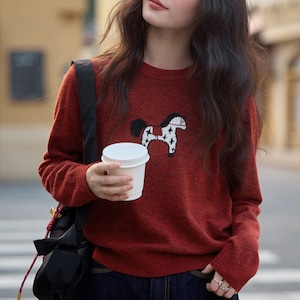 animal motif knit pullover