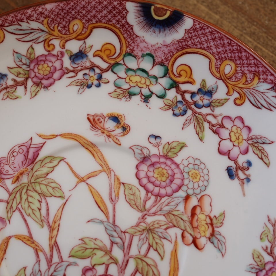 桜の頃　19世紀サルグミンヌ 　ピンクのミントン皿（24.8㎝） アンティーク フランスアンティーク サルグミンヌ ミントン216 ピンク カップ