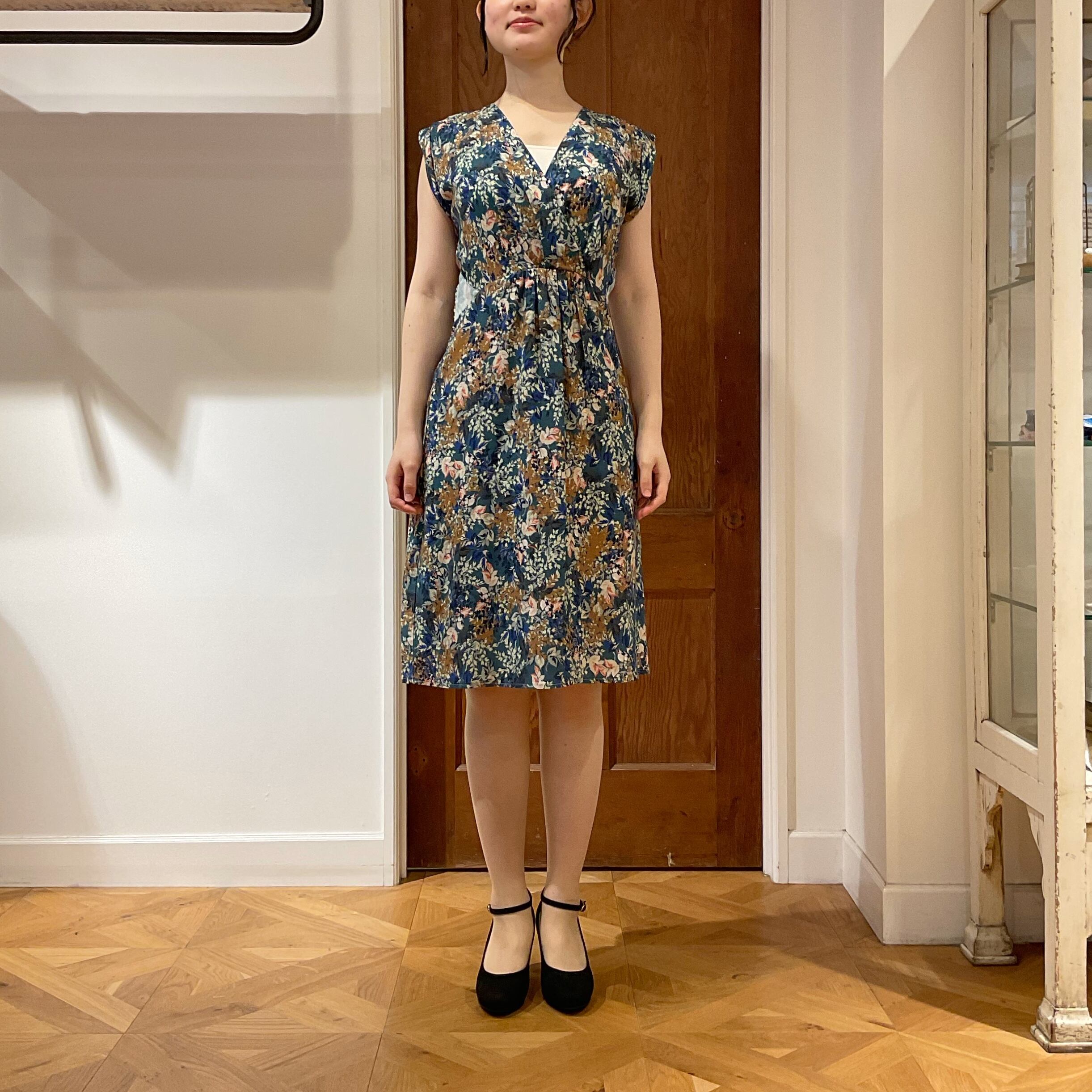 ⭐︎DAMA collection⭐︎フラワープリント楊柳ワンピース ブルー 総柄 dinos - 《美品》DAMA collection フラワープリント楊柳ワンピース