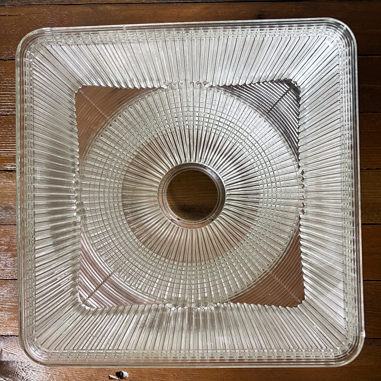 Vintage Holophane Prismatic Glass Square Dome Shade 10-5/8 inch #2 ホロフェーン プリズマティック スクエアドーム グラスシェード #2 刻印有 中古