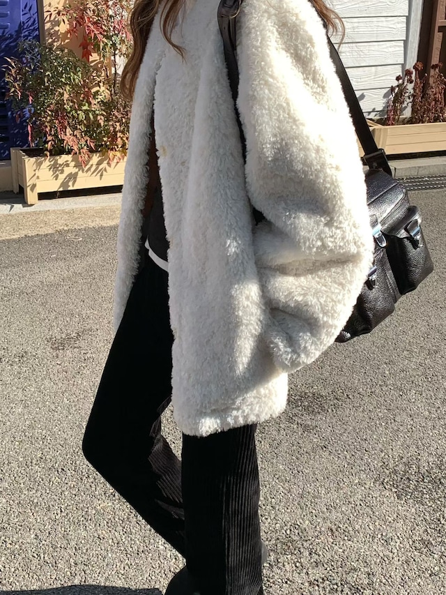 (予約) verveine / Lausanne round-neck faux-fur jacket 2color