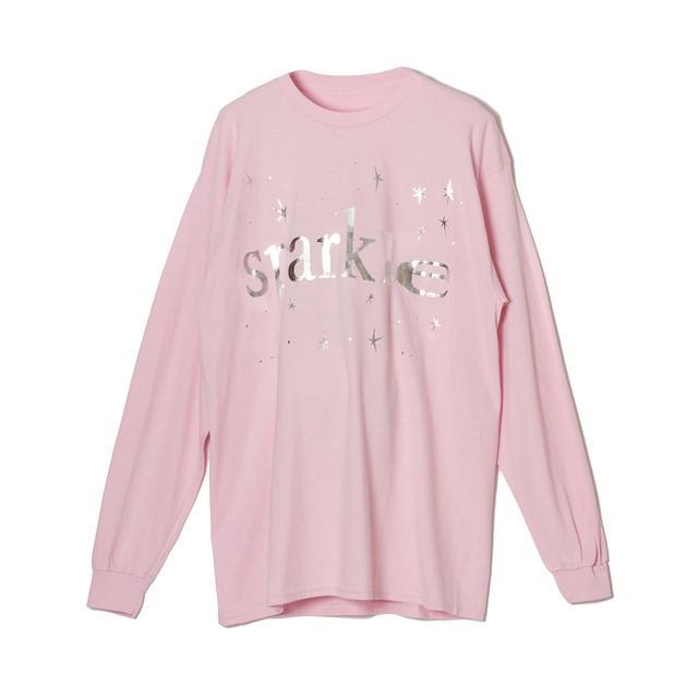 Sparkle long sleeve T-white - Pink