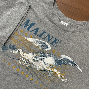 【DELTA PRO WEIGHT】MAINE メイン州 プリント Tシャツ グレー L US古着