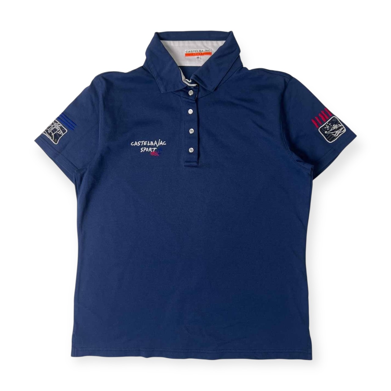 CASTELBAJAC SPORT カステルバジャック スポーツ 鹿の子 半袖 ポロシャツ 42/ネイビー レディース ゴルフ