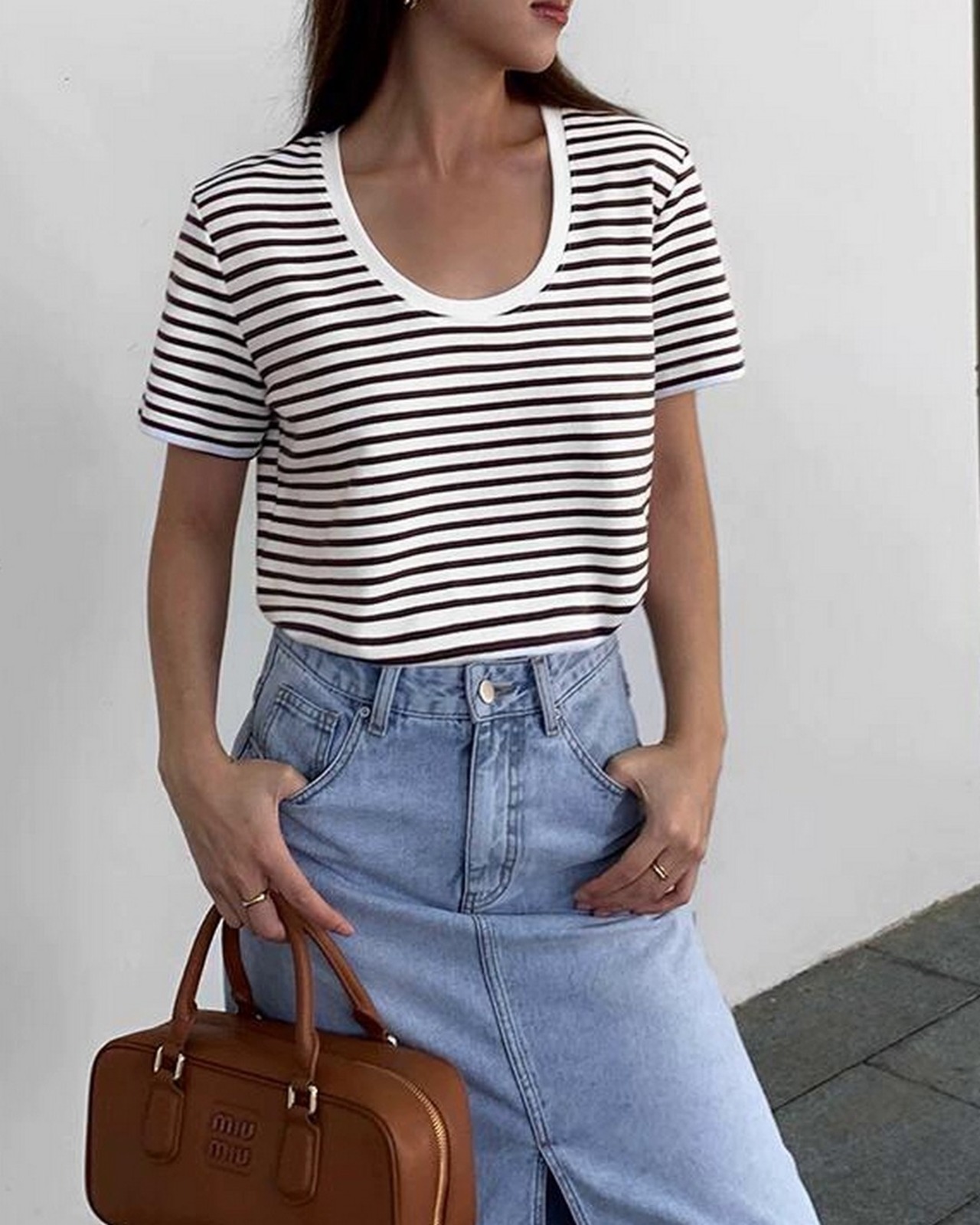 UネックボーダーTシャツ 2color A0253 - 13