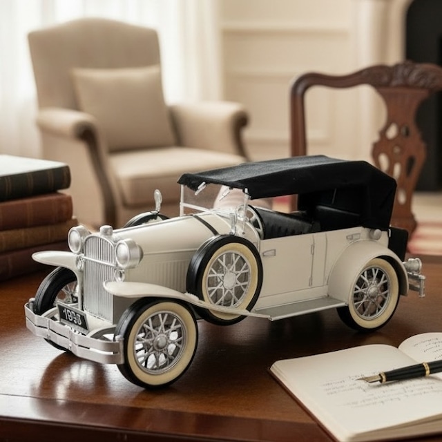 ブリキ クラシックカー 白 ホワイト アンティーク レトロ コレクション ヴィンテージ カフェ プレゼント ギフト 敬老の日 父の日 31361-7438