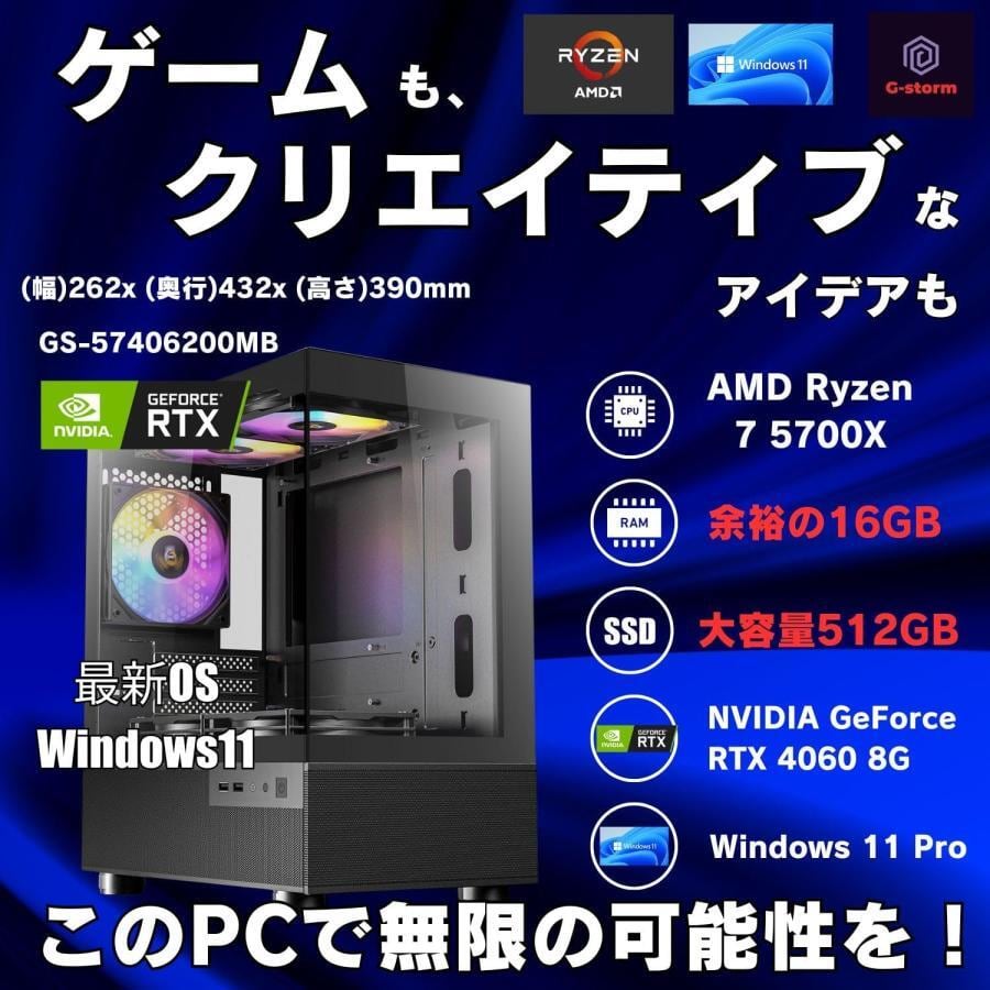 アウトレット】ゲーミングPC デスクトップ 整備済み RTX4060 Ryzen7