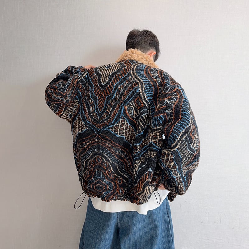 vintage ブルゾン 幾何学柄 dannyandzeeエスニック柄ジャカード中綿ジャケット | mblueshop