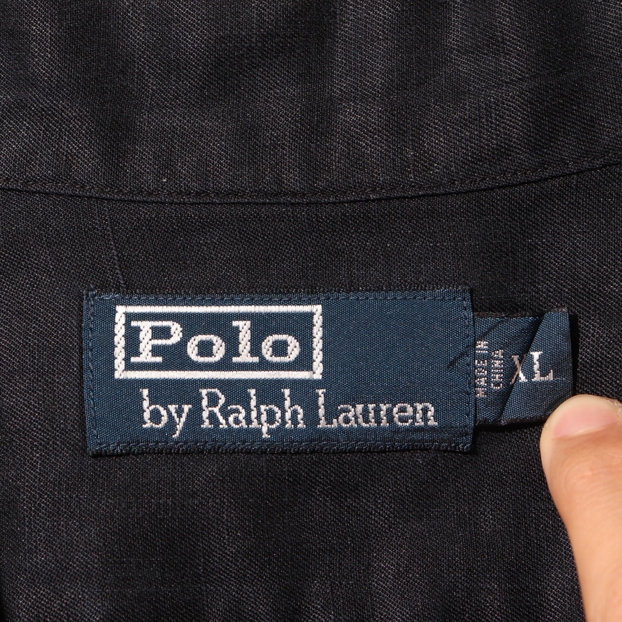 美品 XL 黒 ブラック シルクリネン Caldwell Polo Ralph Lauren ポロラルフローレン 半袖開襟シャツ