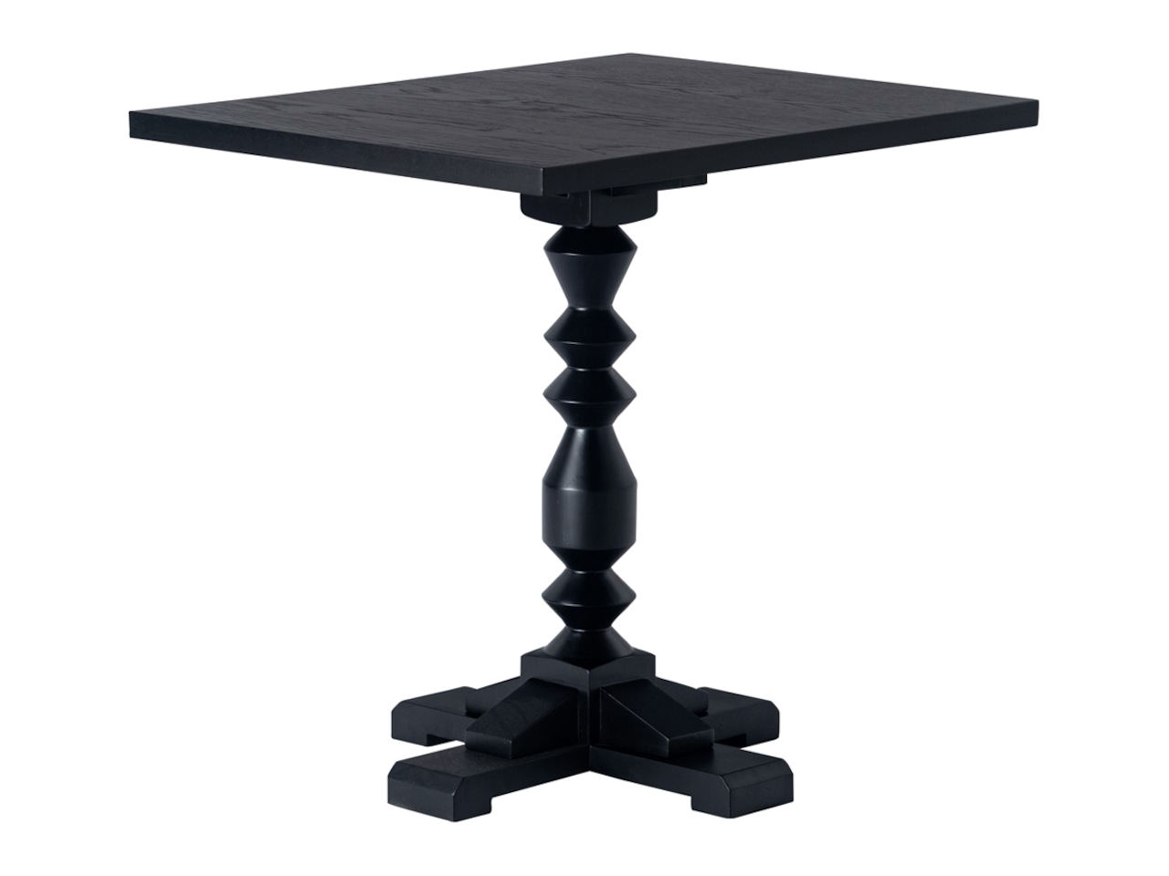 60cm×75cm 角型カフェテーブル 木製 黒 クラシック・画像4