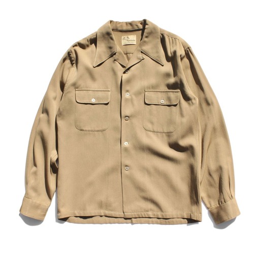 Vintage L/S Loop Collar Gabardine Shirt [Manchester Sports Fashion] [1940s-] KHK L