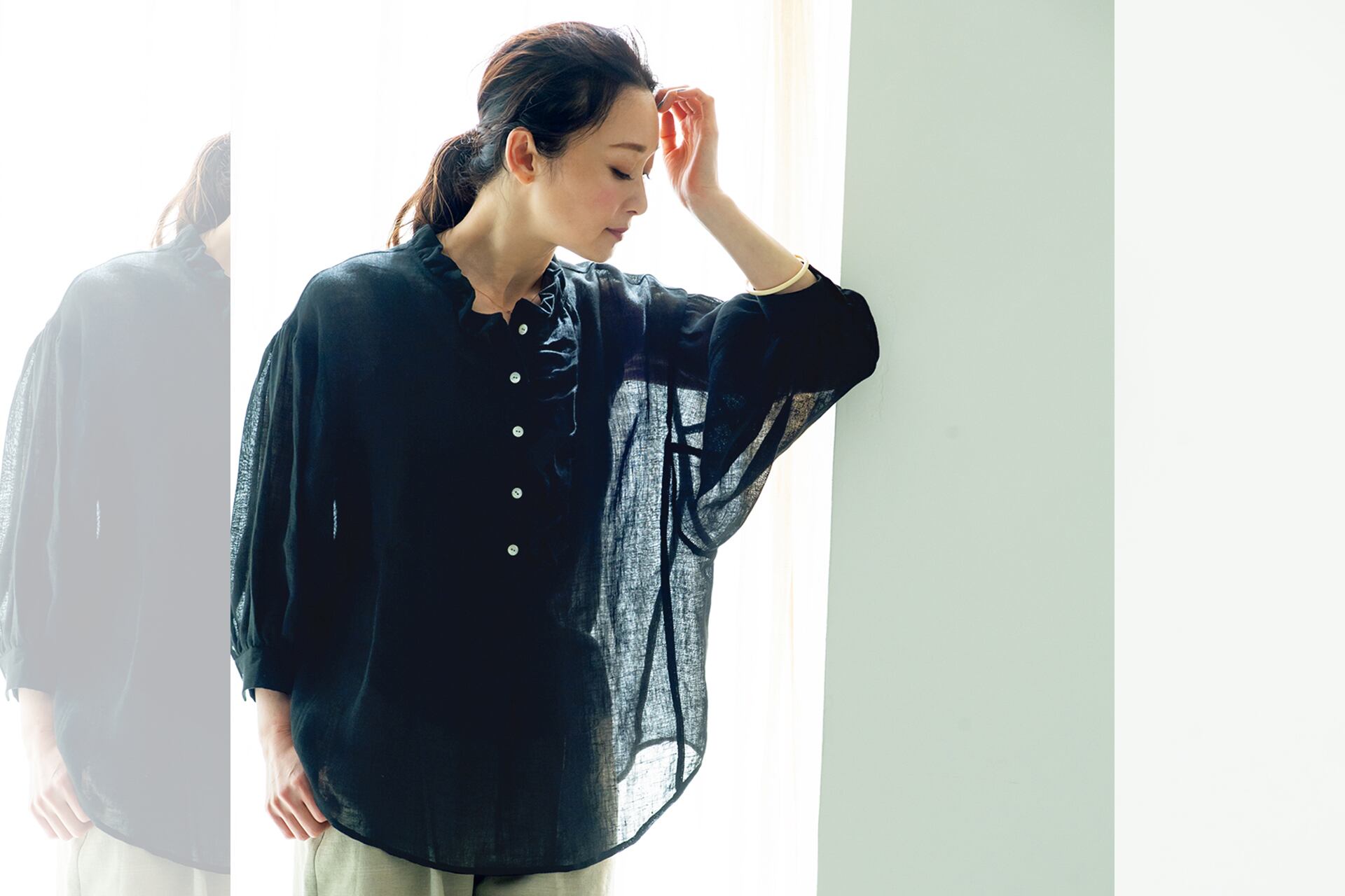 雅姫さんMASAKI'S SELECTION 「HUG Ō WäR リネンボイルフリルブラウス