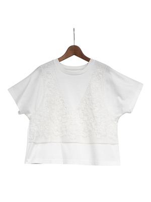 PANO-TOP-077 ∫ OVER EMBROIDERY T-SHIRT_WHITE