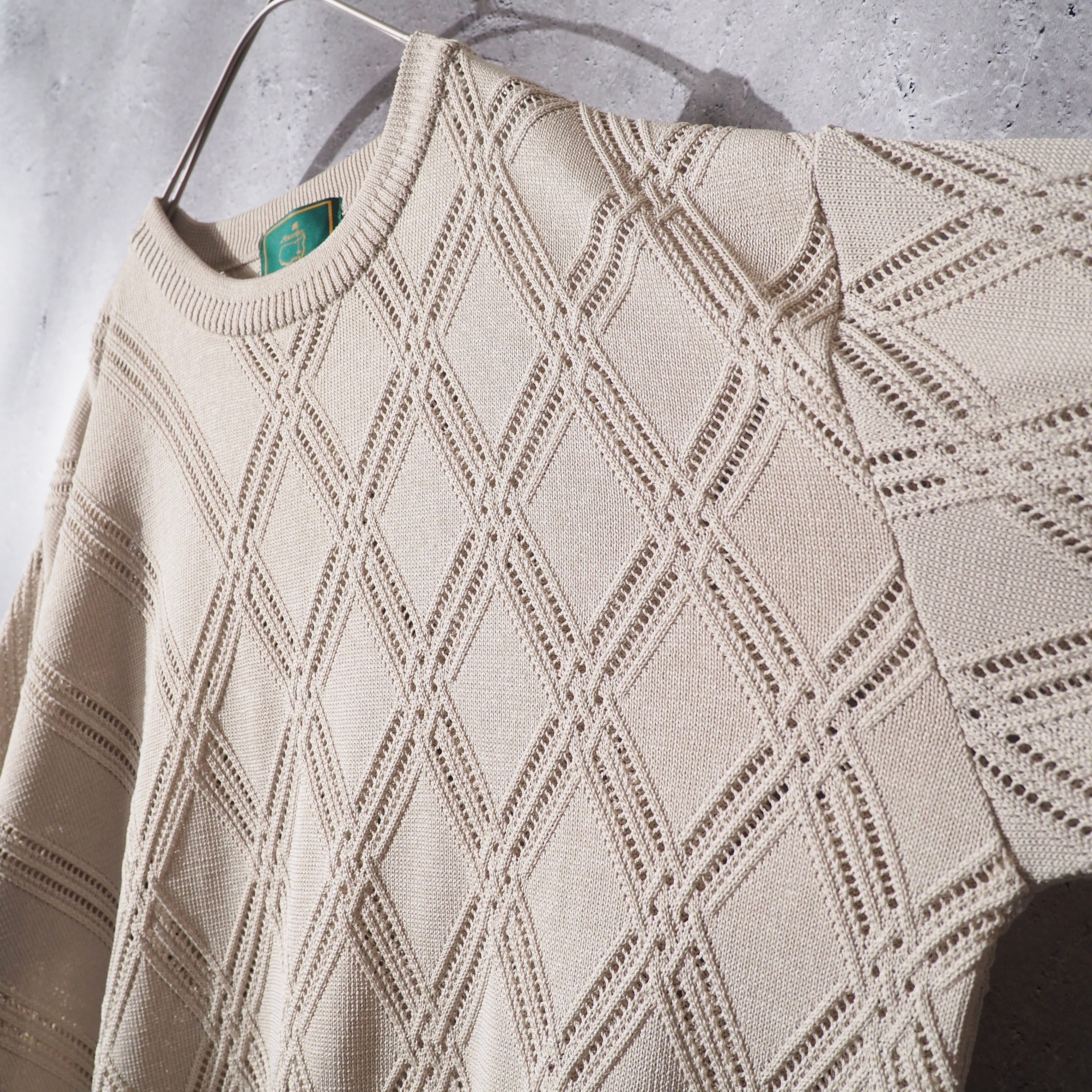 1990s Switching Mesh Embossed Vintage Loose Knit