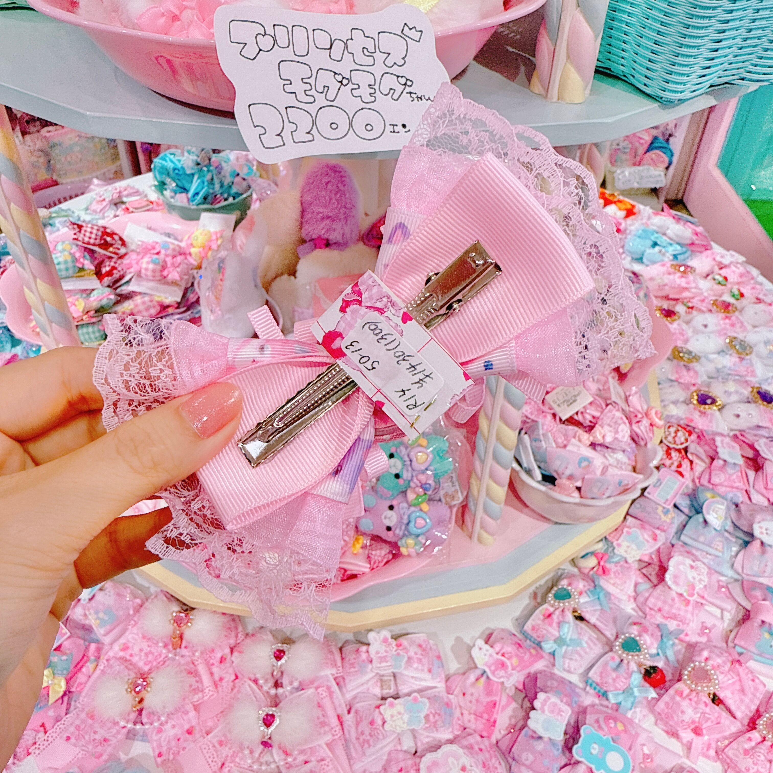 【R14】50-13くるみキャンディリボンヘアクリップ（ポニータイプ）