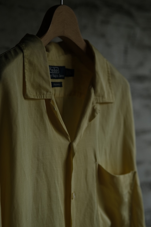 OK/90's "Polo by Ralph Lauren" CALDWELL silk linen open collar shirt/yellow