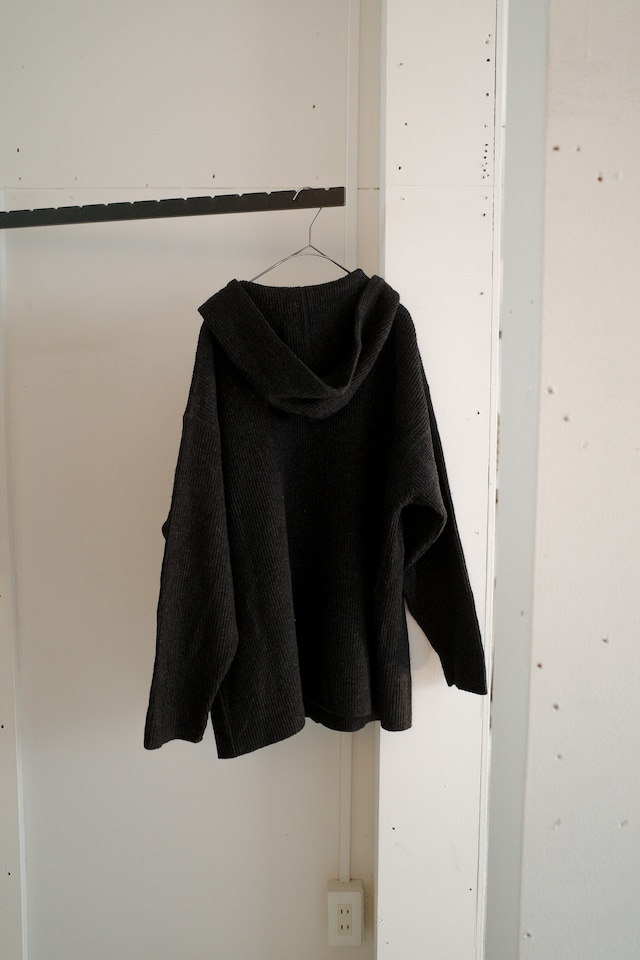 black knit hoodie