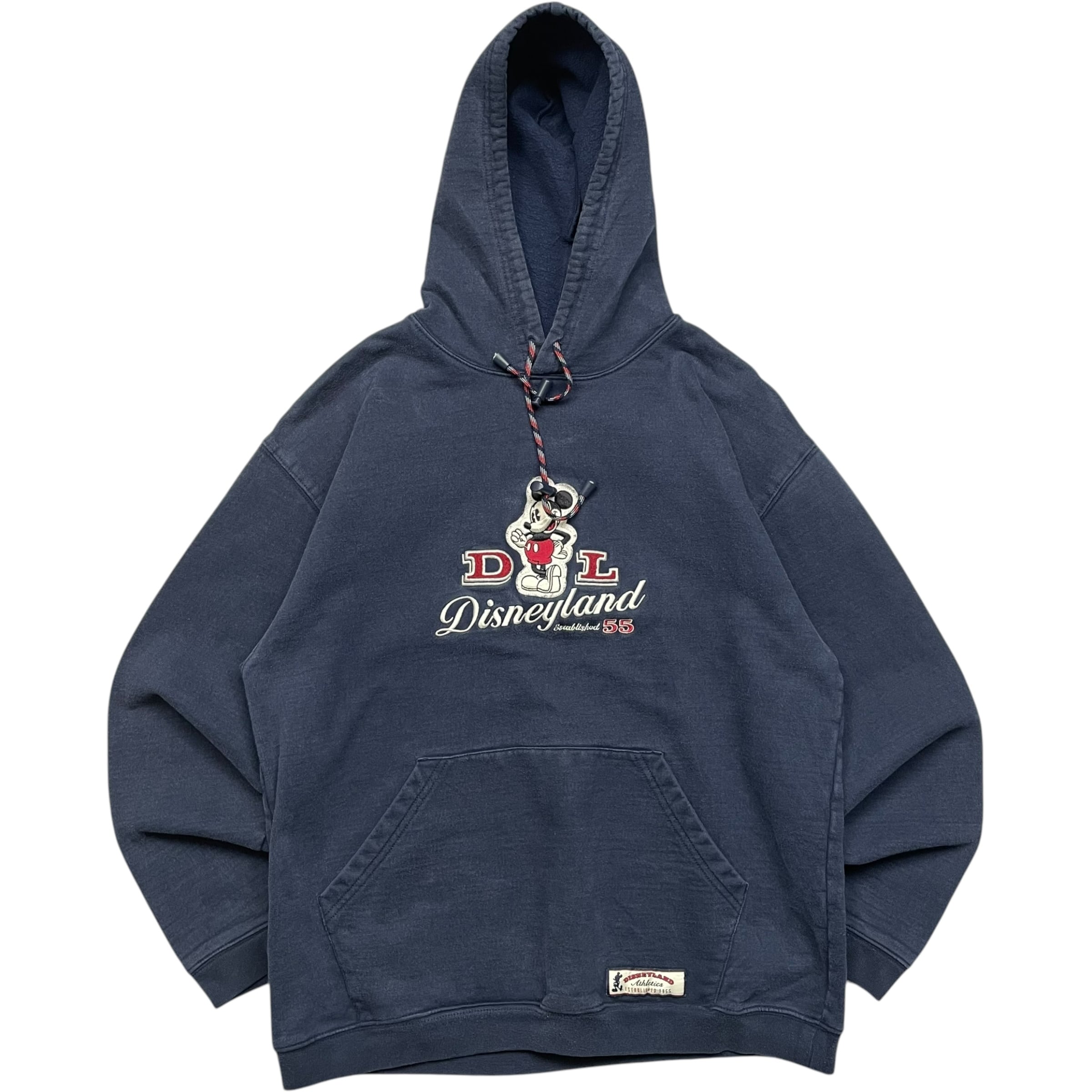 《M》Disney ディズニー パーカー ワンポイント ミッキー 刺繍 ネイビー no.6515