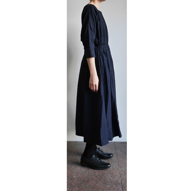 会津木綿Xラインワンピース (ロング丈をさらに＋10cm丈)　YAMMA ヤンマ産業