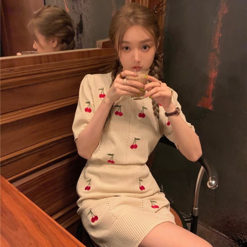 ヤーンスタイルサマーニットスカート セット ストリート 大人ガーリー スウィート キュート カジュアル 夏物 モンロー53763462184