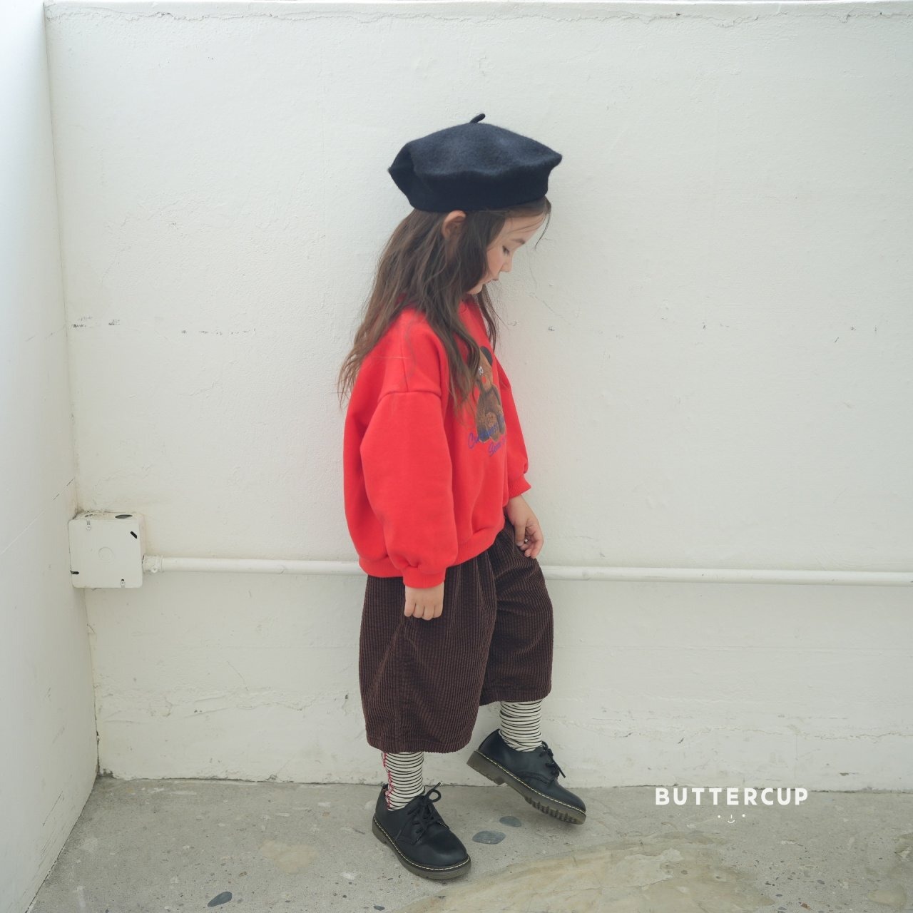 【Butter cup】ビッグベアスウェット 80〜110cm レッド 241020 - 5